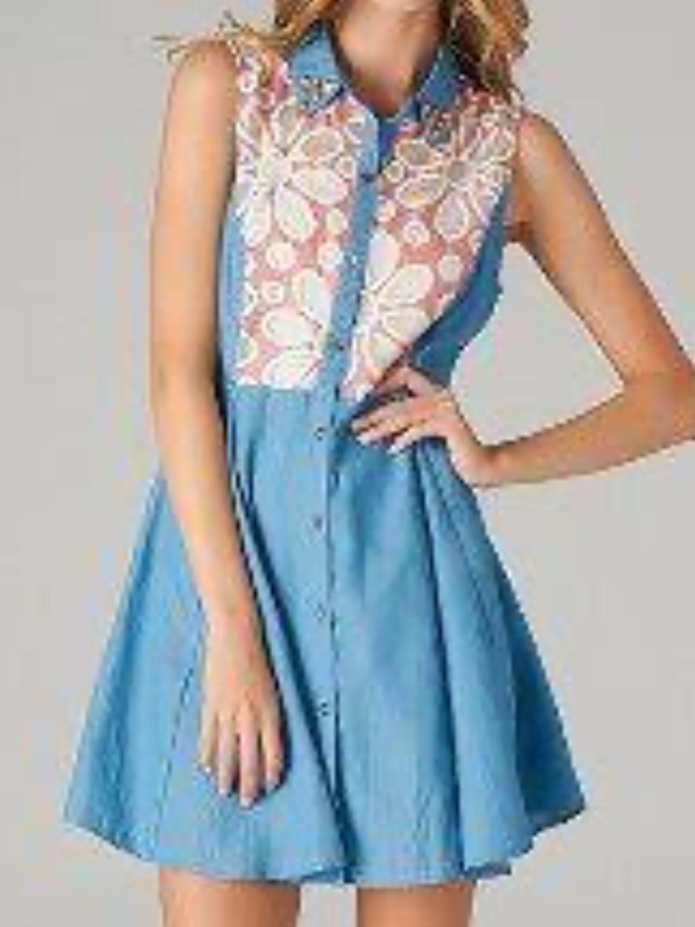 Vintage Hot & Delicious Mixed-Media Denim Dress